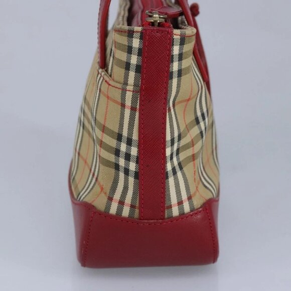 BURBERRY Nova Check Hand Bag Canvas Beige Red - Picture 5 of 16